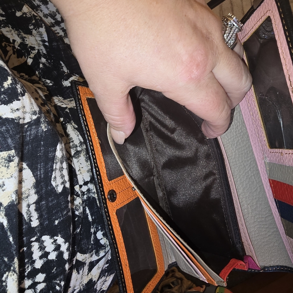 Temanli Leather Multicolor Patchwork Wallet - image 5